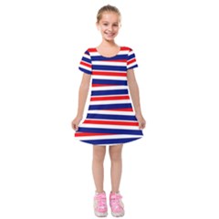 Red-white-blue-patriotic-ribbons Kids  Short Sleeve Velvet Dress by Ravend