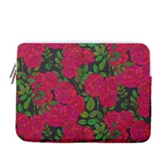 Seamless Pattern With Colorful Bush Roses 13  Vertical Laptop Sleeve Case With Pocket by Ket1n9