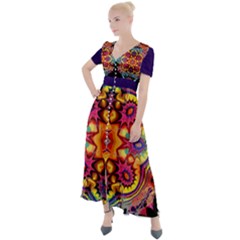 Lila Floral Blume Button Up Short Sleeve Maxi Dress by 2607694c