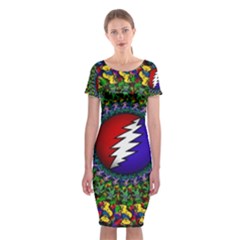 Grateful Dead Bear Pattern Classic Short Sleeve Midi Dress by Maspions