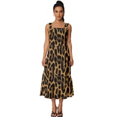 Tiger Skin Art Pattern Square Neckline Tiered Midi Dress by Ket1n9