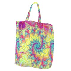 Fractal Spiral Abstract Background Vortex Yellow Giant Grocery Tote by Ket1n9