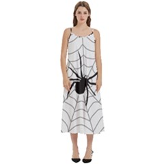 Spider Web Casual Spaghetti Strap Midi Dress by Azkajaya