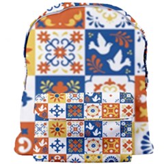 Mexican Talavera Pattern Ceramic Tiles With Flower Leaves Bird Ornaments Traditional Majolica Style Giant Full Print Backpack by Ket1n9