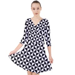 Triangle-pattern-simple-triangular Quarter Sleeve Front Wrap Dress by Ket1n9