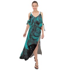 Angry Male Lion Predator Carnivore Maxi Chiffon Cover Up Dress by Ndabl3x