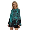 Angry Male Lion Predator Carnivore Round Neck Long Sleeve Bohemian Style Chiffon Mini Dress View2