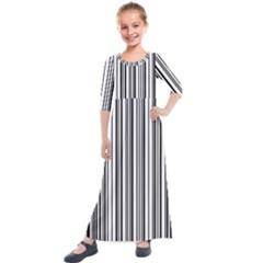 Barcode Pattern Kids  Quarter Sleeve Maxi Dress by Ket1n9