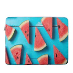 Watermelon Blue Background 15  Vertical Laptop Sleeve Case With Pocket by Azkajaya