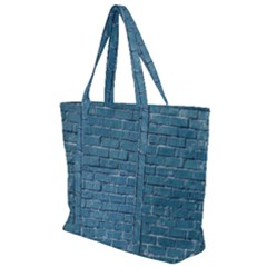 White And Blue Brick Wall Zip Up Canvas Bag by Azkajaya