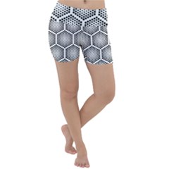 Halftone Tech Hexagons Seamless Pattern Lightweight Velour Yoga Shorts by Ket1n9