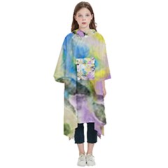 Watercolour Watercolor Paint Ink Kids  Hooded Rain Ponchos by Ket1n9