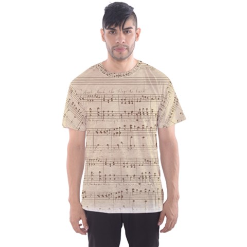 Vintage Beige Music Notes Men s Sport Mesh T-shirt by Loisa77