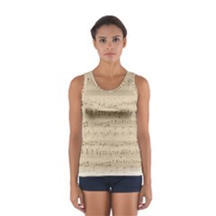 Vintage Beige Music Notes Sport Tank Top  by Loisa77