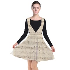 Vintage Beige Music Notes Plunge Pinafore Dress by Loisa77