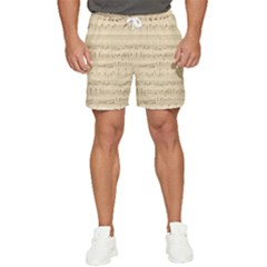 Vintage Beige Music Notes Men s Runner Shorts by Loisa77