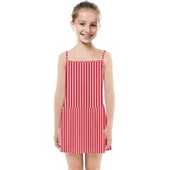 Strip Red White Pattern Kids  Summer Sun Dress by Loisa77