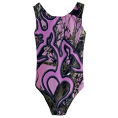 Pink Browning Deer Glitter Camo Camouflage Kids  Cut-out Back One Piece Swimsuit by Loisa77