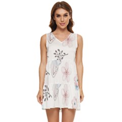 Butterflies Cute Flower Pastel Pattern Tiered Sleeveless Mini Dress by Loisa77