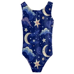 Night Moon Seamless Kids  Cut-out Back One Piece Swimsuit by Loisa77