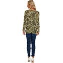 Yellow Snake Skin Pattern Long Sleeve Crew Neck Pullover Top View4