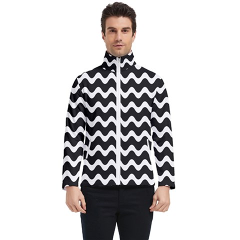 Wave-black White Men s Bomber Jacket by kyorashop23