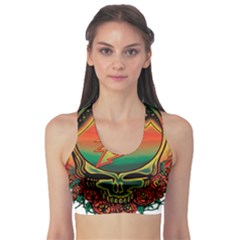 Grateful Steal Your Face Deadhead Hippie Logo Symbol Fitness Sports Bra by Loisa77