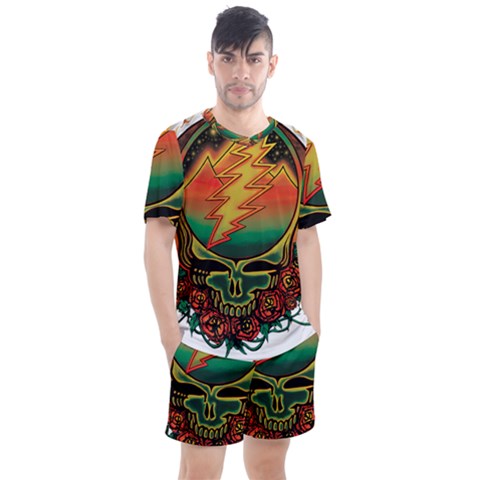 Grateful Steal Your Face Deadhead Hippie Logo Symbol Men s Mesh T-shirt And Shorts Set by Loisa77