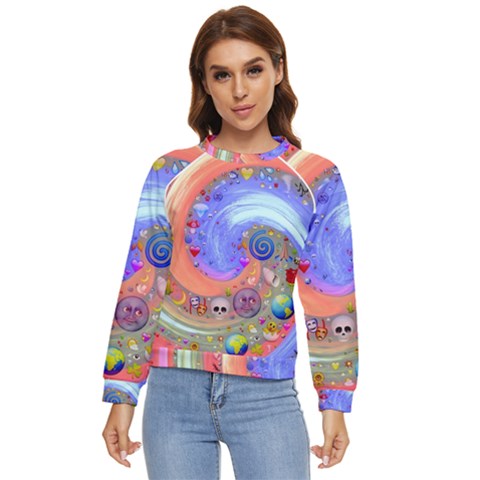 Swirl Vortex Emoji Cyclone Motion Women s Long Sleeve Raglan T-shirt by Paksenen