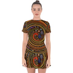 Swirl Vortex Emoji Cyclone Motion Art Drop Hem Mini Chiffon Dress by Paksenen