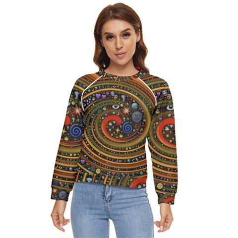 Swirl Vortex Emoji Cyclone Motion Art Women s Long Sleeve Raglan T-shirt by Paksenen