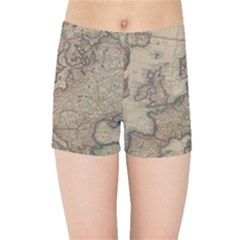 Old Vintage Classic Map Of Europe Kids  Sports Shorts by Paksenen