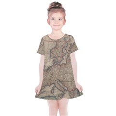 Old Vintage Classic Map Of Europe Kids  Simple Cotton Dress by Paksenen