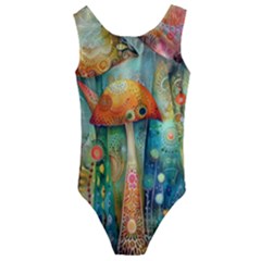 Whimsical Mushrooms Colorful Patterns Kids  Cut-out Back One Piece Swimsuit by Loisa77