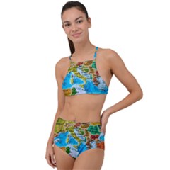 World Map Halter Tankini Set by Ket1n9