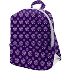 White Pentacle And Purple Pattern Zip Up Backpack by cheekywitch