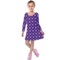 White pentacle and purple pattern Kids  Long Sleeve Velvet Dress View1