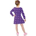 White pentacle and purple pattern Kids  Long Sleeve Velvet Dress View2