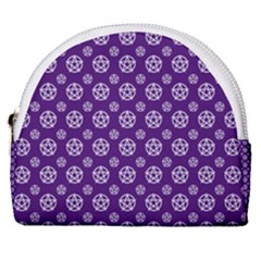 White Pentacle And Purple Pattern Horseshoe Style Canvas Pouch by cheekywitch