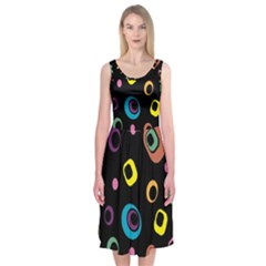 Abstract Background Retro 60s 70s Midi Sleeveless Dress by Apen