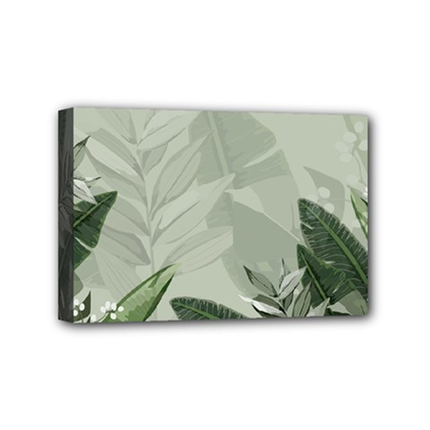 Banana Leaf Plant Pattern Mini Canvas 6  X 4  (stretched) by anzea