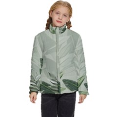 Banana Leaf Plant Pattern Kids  Puffer Bubble Jacket Coat by anzea