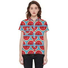 Illustrations Watermelon Texture Pattern Short Sleeve Pocket Shirt by anzea