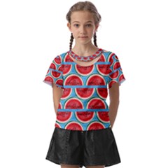 Illustrations Watermelon Texture Pattern Kids  Front Cut T-shirt by anzea