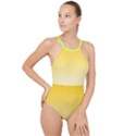 Gradient  green, yellow High Neck One Piece Swimsuit View1