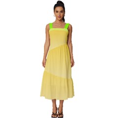 Gradient  Green, Yellow Square Neckline Tiered Midi Dress by 2607694c