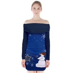 Snowman Long Sleeve Off Shoulder Dress by 2607694c