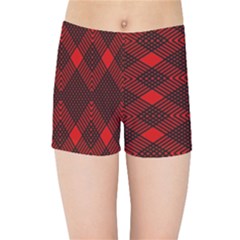 Muster Rot Schwarz Kids  Sports Shorts by 2607694c