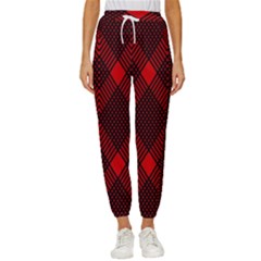 Muster Rot Schwarz Women s Cropped Drawstring Pants by 2607694c