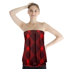 Pattern Black Red Strapless Top by 2607694c